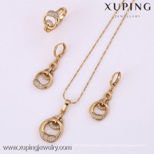 61816 Xuping Fashion China Wholesale 18K Charming Glass Gold Jewelry Set